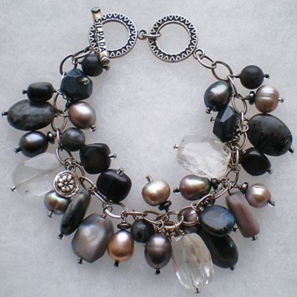 Vintage Silpada Black and Gray Charm Bracelet
